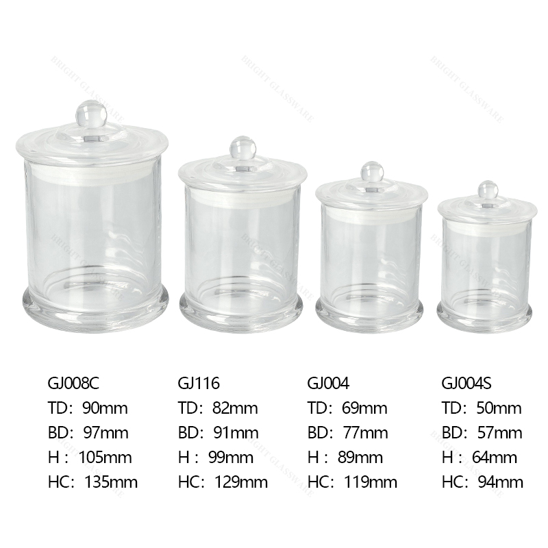 Factory Made 69*89mm Clear Round Danube Candle Jar